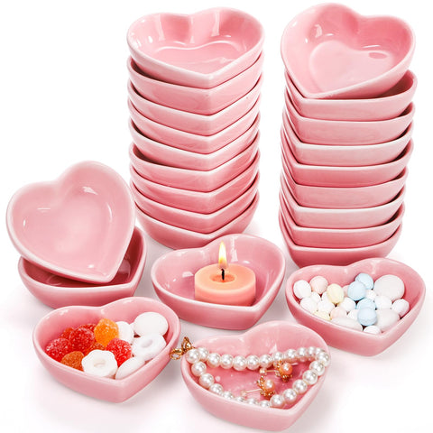 WUWEOT Corazón rosa cerámica de 3 pulgadas para porciones pequeñas.