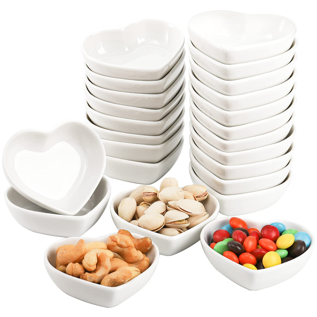 WUWEOT cuenco dip con forma de corazón de porcelana blanca, ideal para salsas.