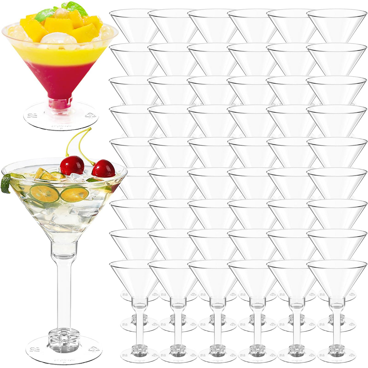 Vaso martini plástico WUWEOT 5oz claro, alta claridad para ver el color de la bebida.