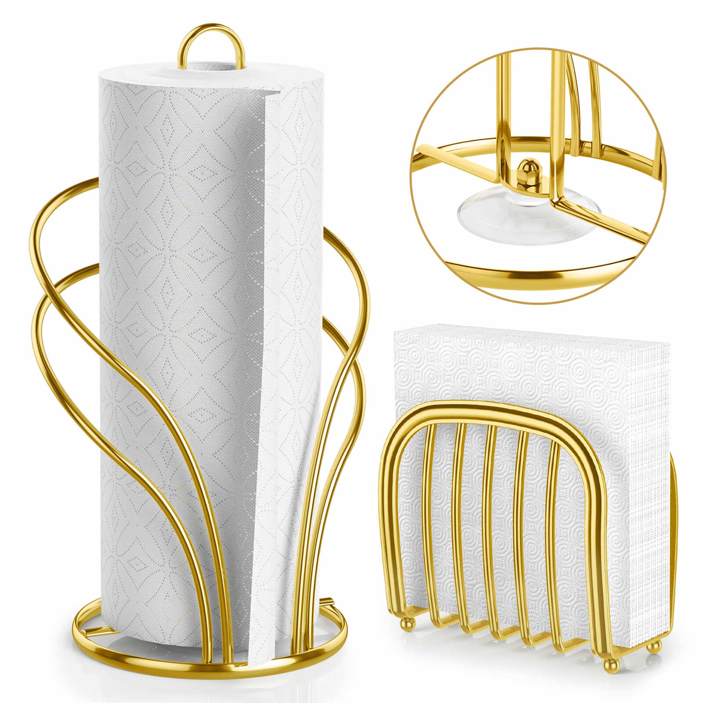Wuwrll porta-rollos de papel encimera oro, fácil acceso con una mano
