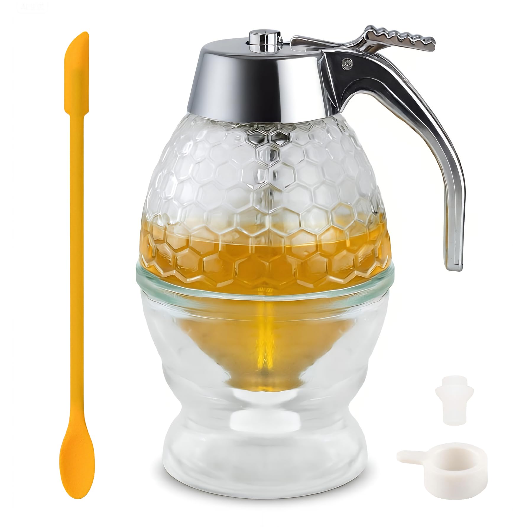 WUYIHUACHEN jarra de cristal con dispensador sin goteo para miel