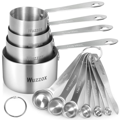 Wuzzox conjunto medidores 11 piezas: acero inoxidable para medir con precisión en repostería.