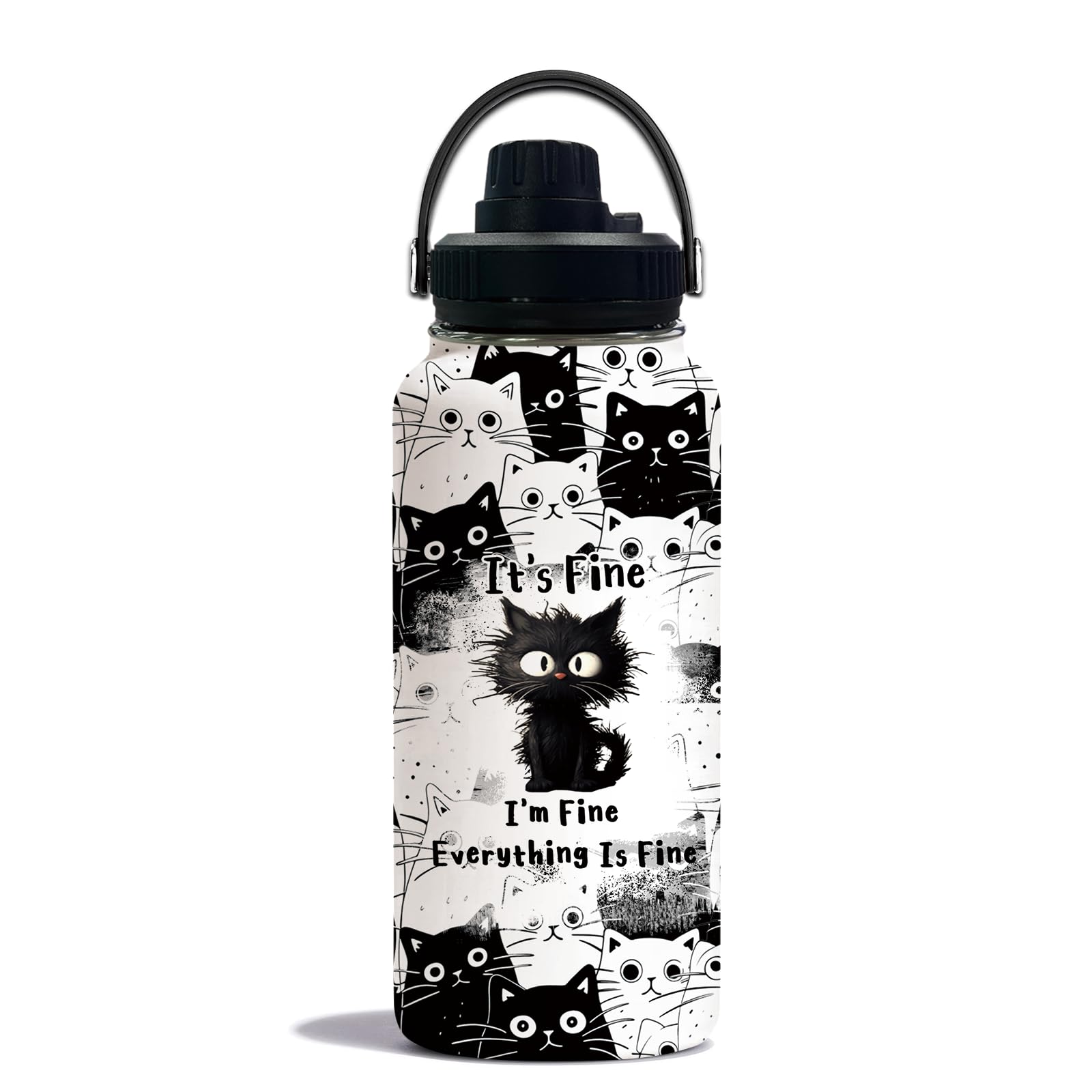 Botella WWHSAI con gato, ideal para llevarla a la oficina o casa.