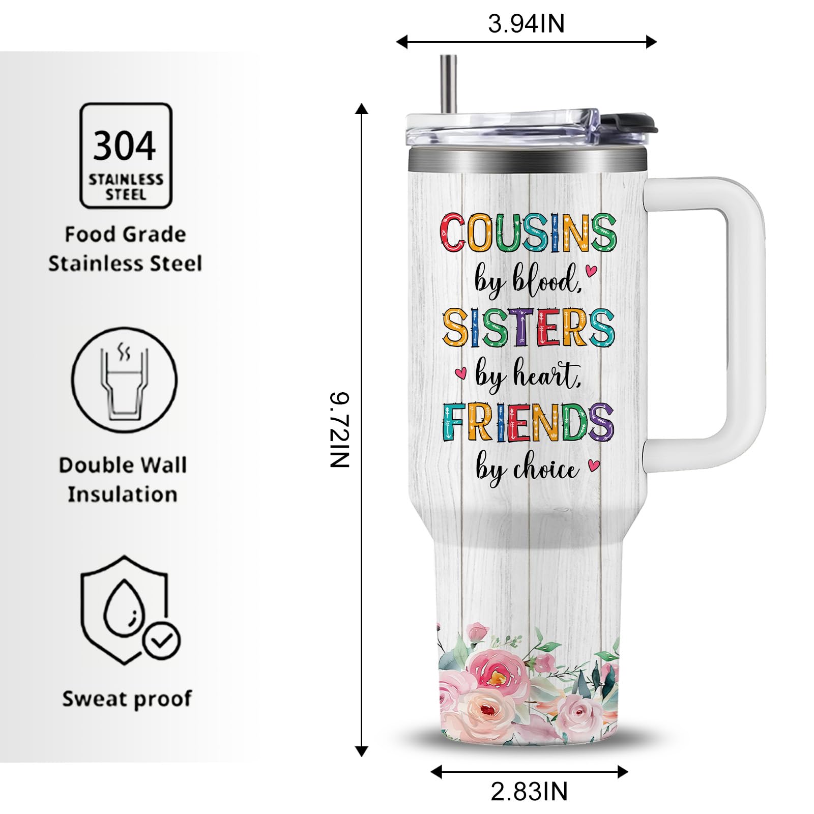 WWHSAI taza 40oz prima regalo ideal para Dia de la Madre