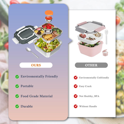 WWMFS Bandeja 4 secciones facilita organizar proteínas, vegetales y salsas