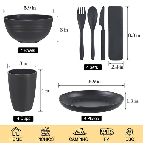 Cubiertos de 4 piezas wwyybfk, prácticos para comidas diarias.