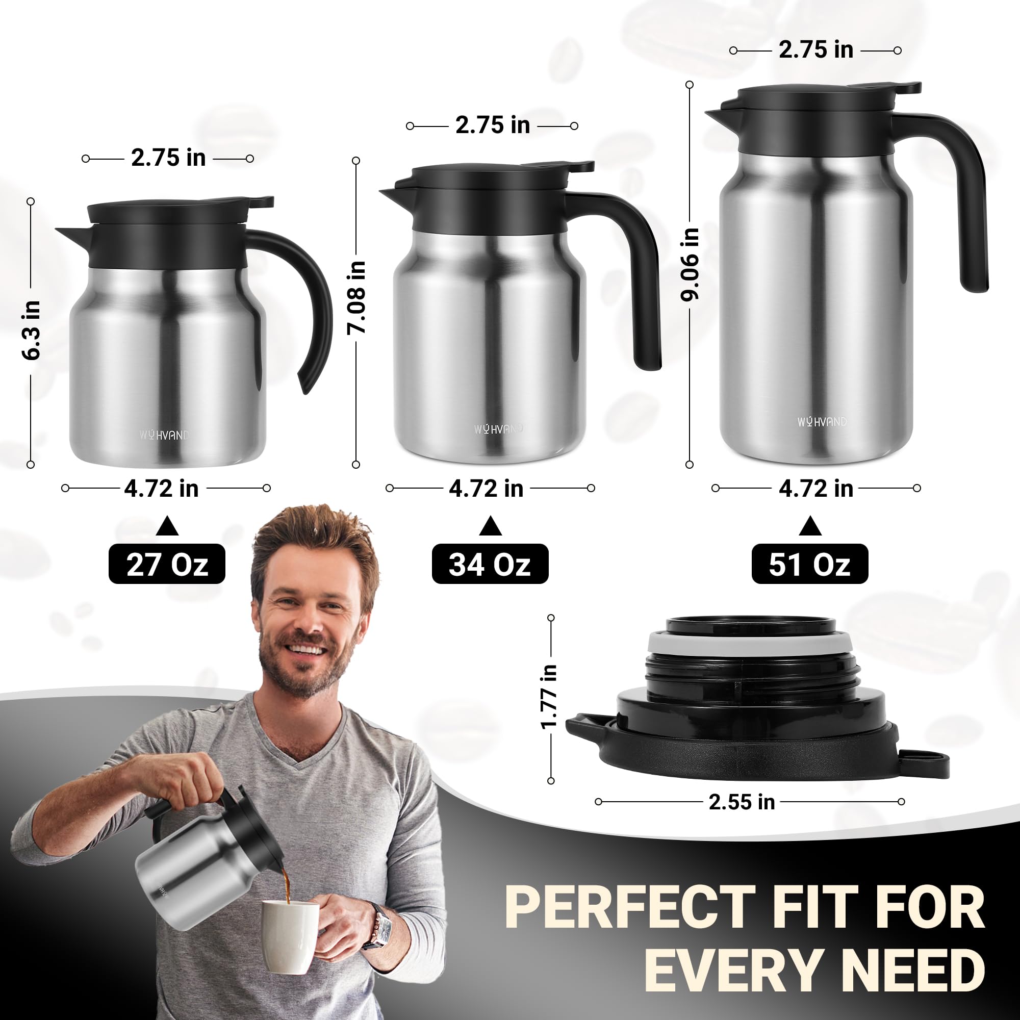 WYHVAND cafetera 27oz con aislamiento de doble pared que mantiene la temperatura