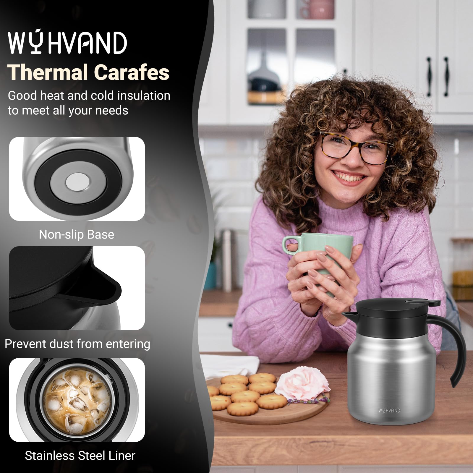 WYHVAND cafetera térmica 27oz vertido con una mano para mayor comodidad