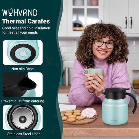 WYHVAND carafa termica de doble pared azul mantiene la temperatura