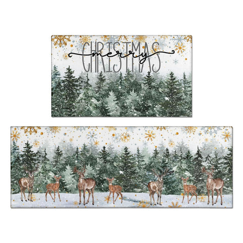 Alfombrilla wyoansfhd con árboles navideños y ciervos para decorar y proteger el suelo
