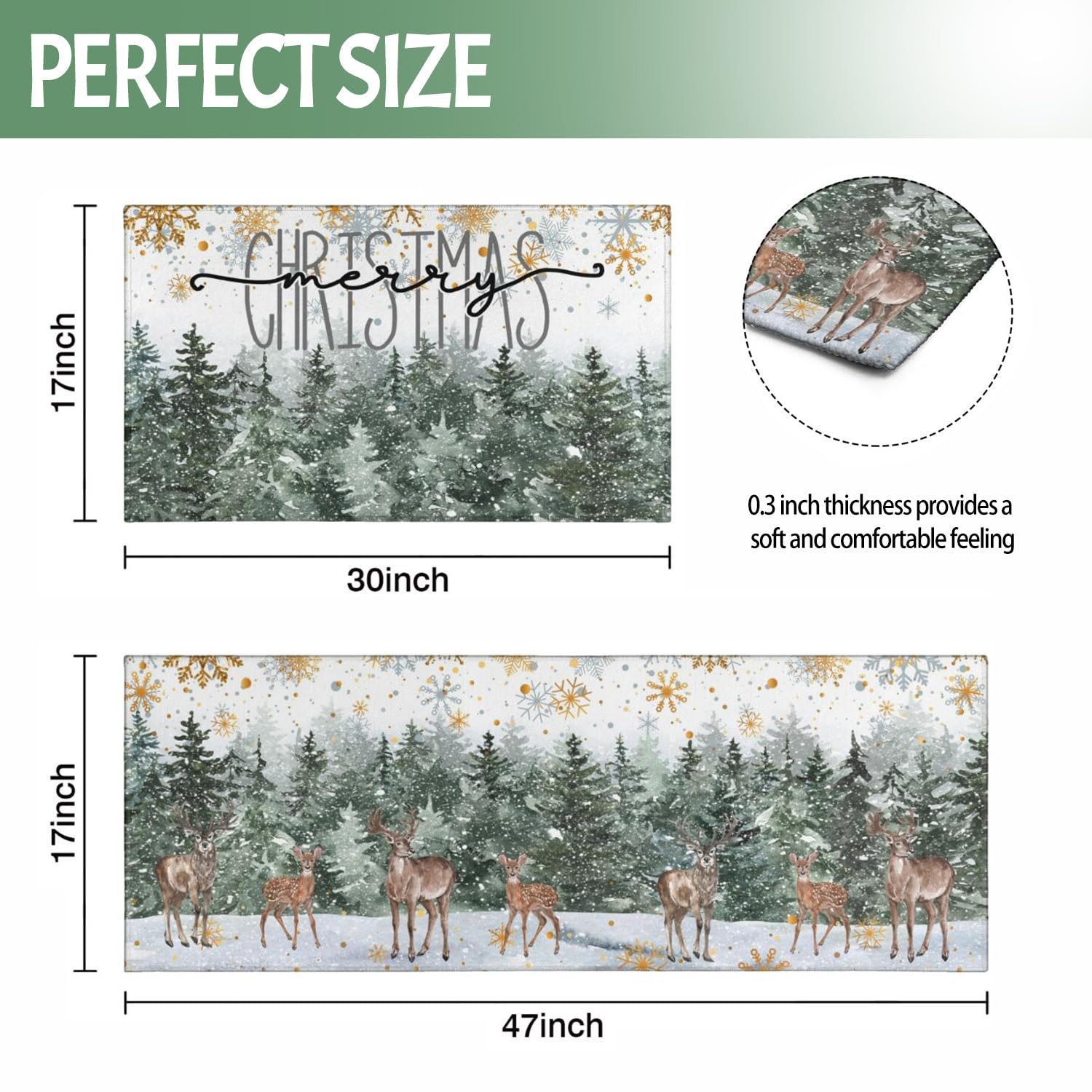 Alfombrilla con árboles navideños para cocina, ideal para áreas de entrada
