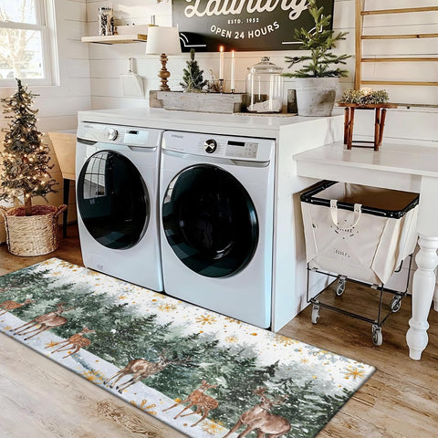 Alfombrilla con copos de nieve, diseño navideño, útil en pasillos