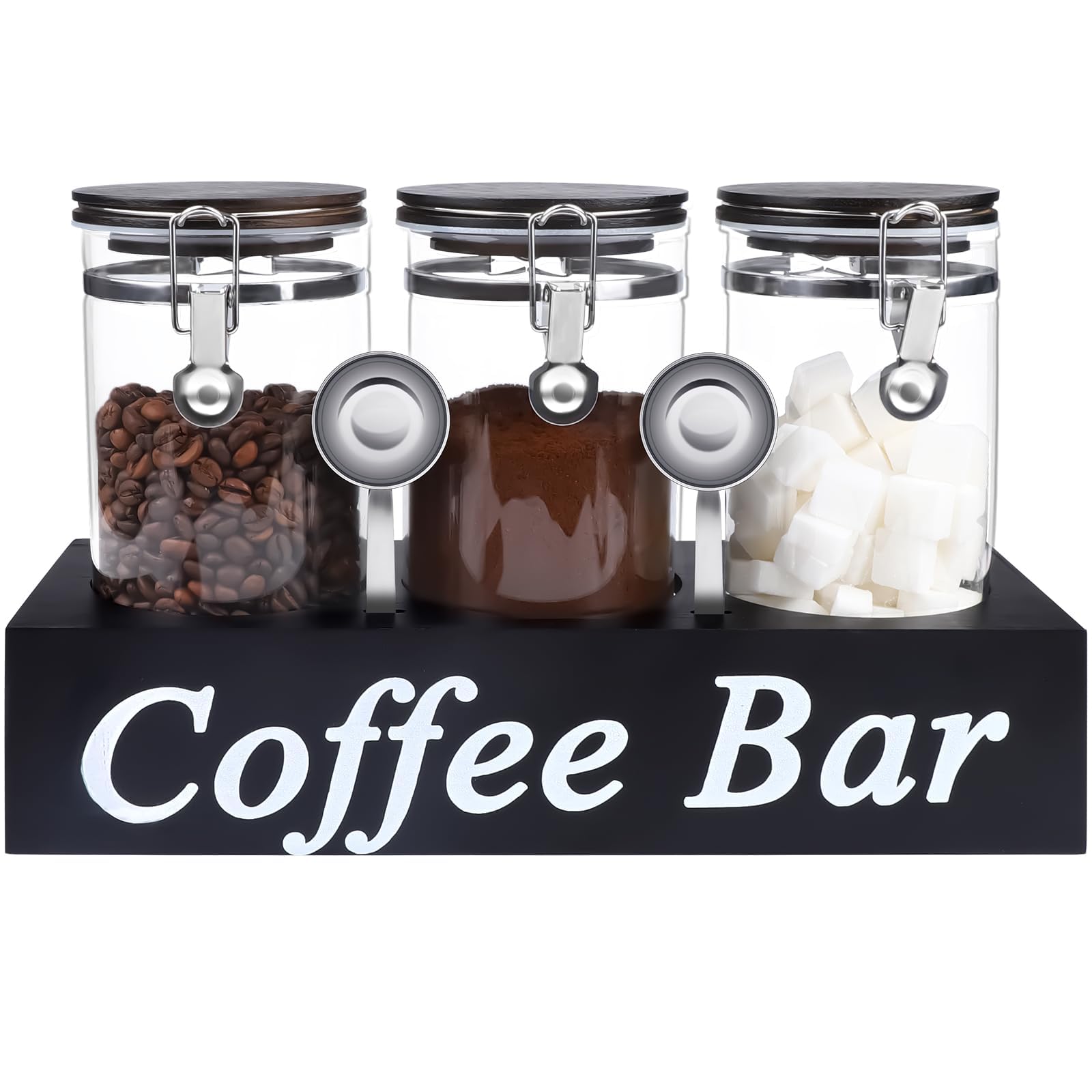 WYTAOHZL frascos de vidrio para café con estante y cierre hermético.
