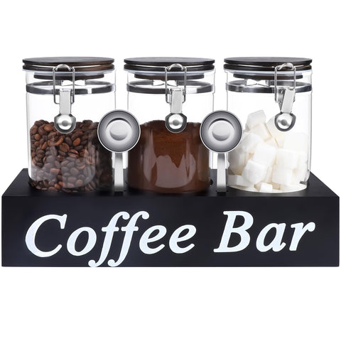WYTAOHZL frascos de vidrio para café con estante y cierre hermético.
