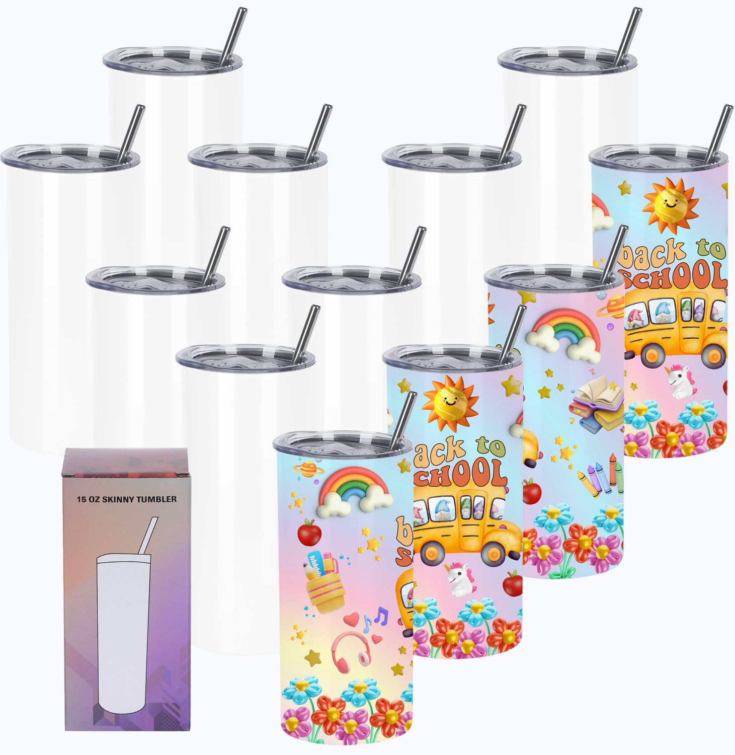 Vaso térmico Wzaytia de 15 onzas listo para sublimación y personalización.