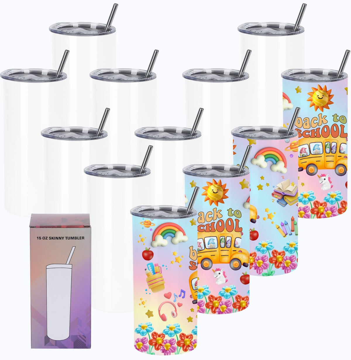 Vaso térmico Wzaytia de 15 onzas listo para sublimación y personalización.