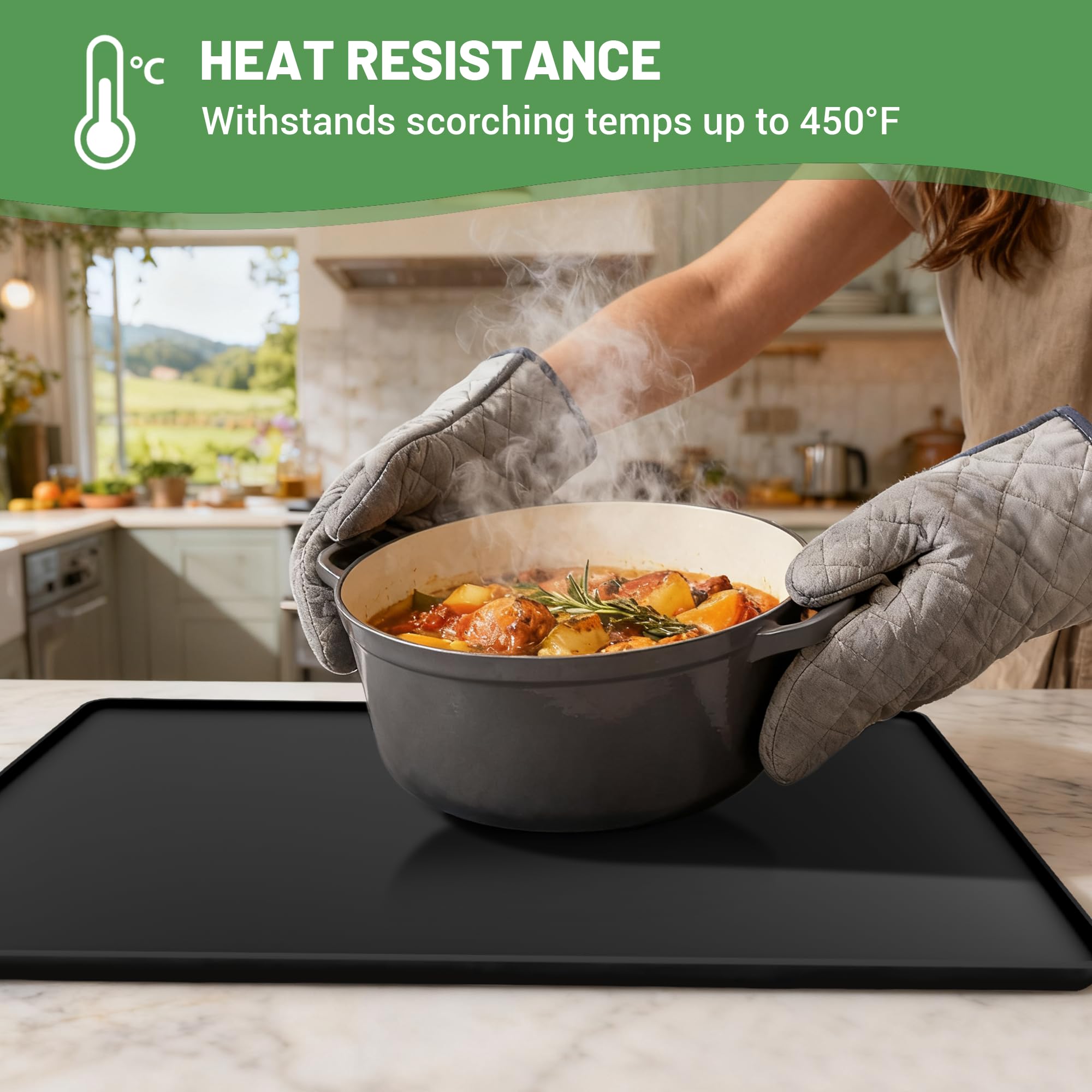 Multifuncional: sirve como tapete de secado de platos en la cocina.