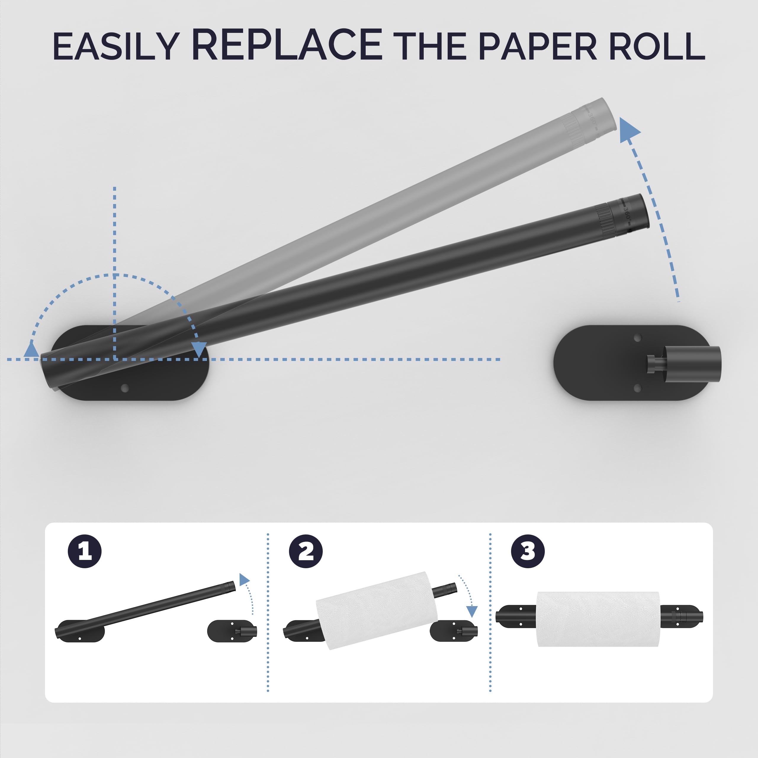 WZKALY porta-papel toallas de acero inoxidable SUS304, acabado mate negro.