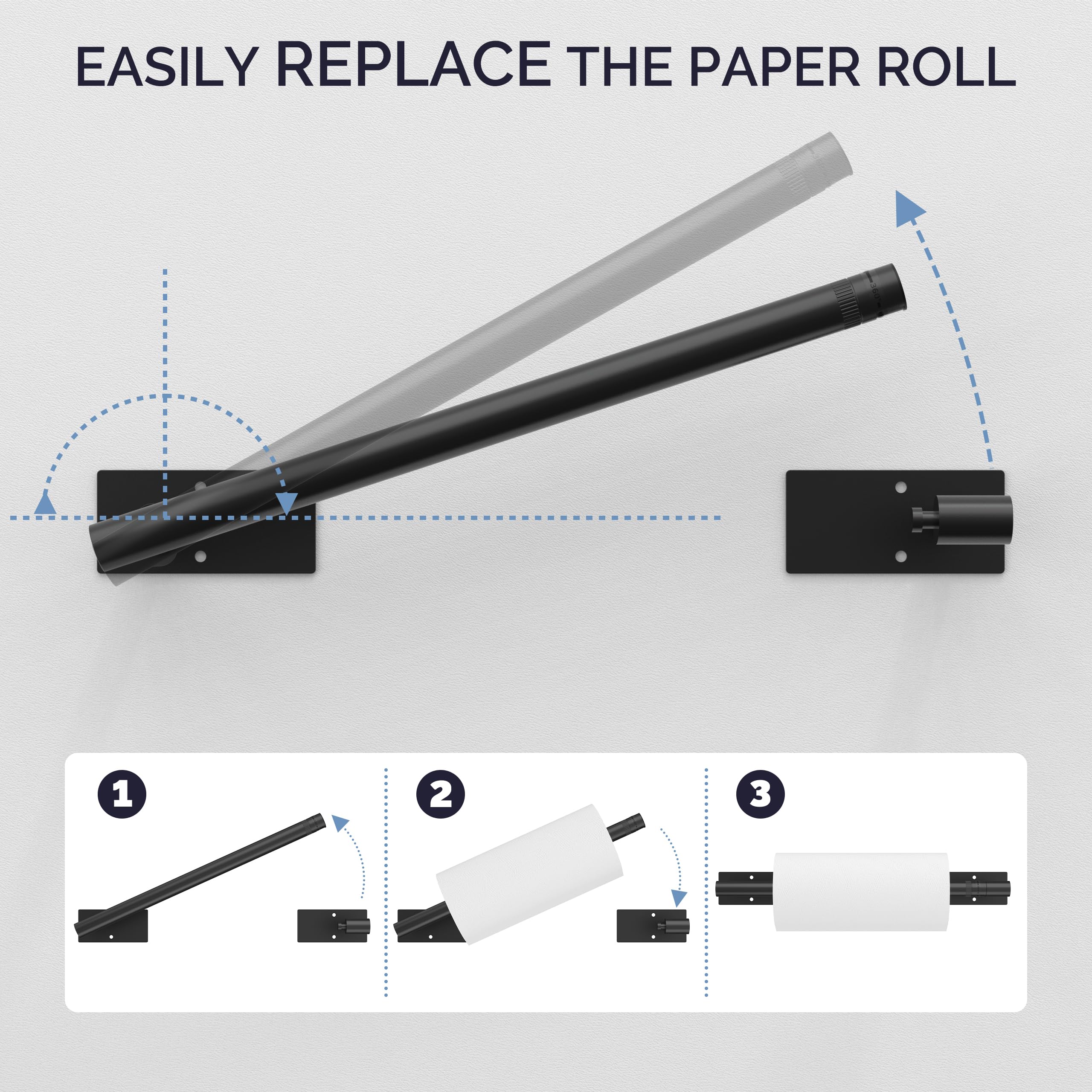 WZKALY portarrollos acero inoxidable SUS304 mate negro, duradero y resistente a la humedad.