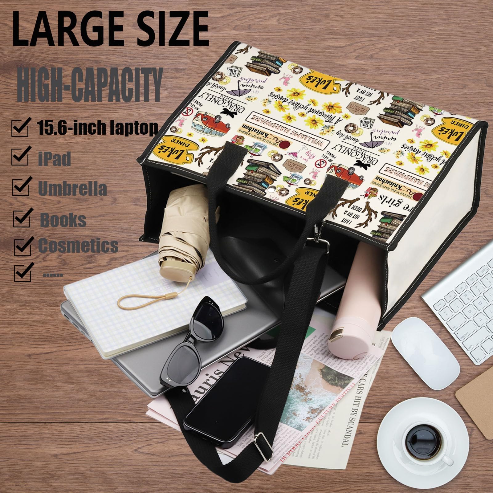 Bolsa tote WZMPA de uso diario, versátil para trabajo o viaje.