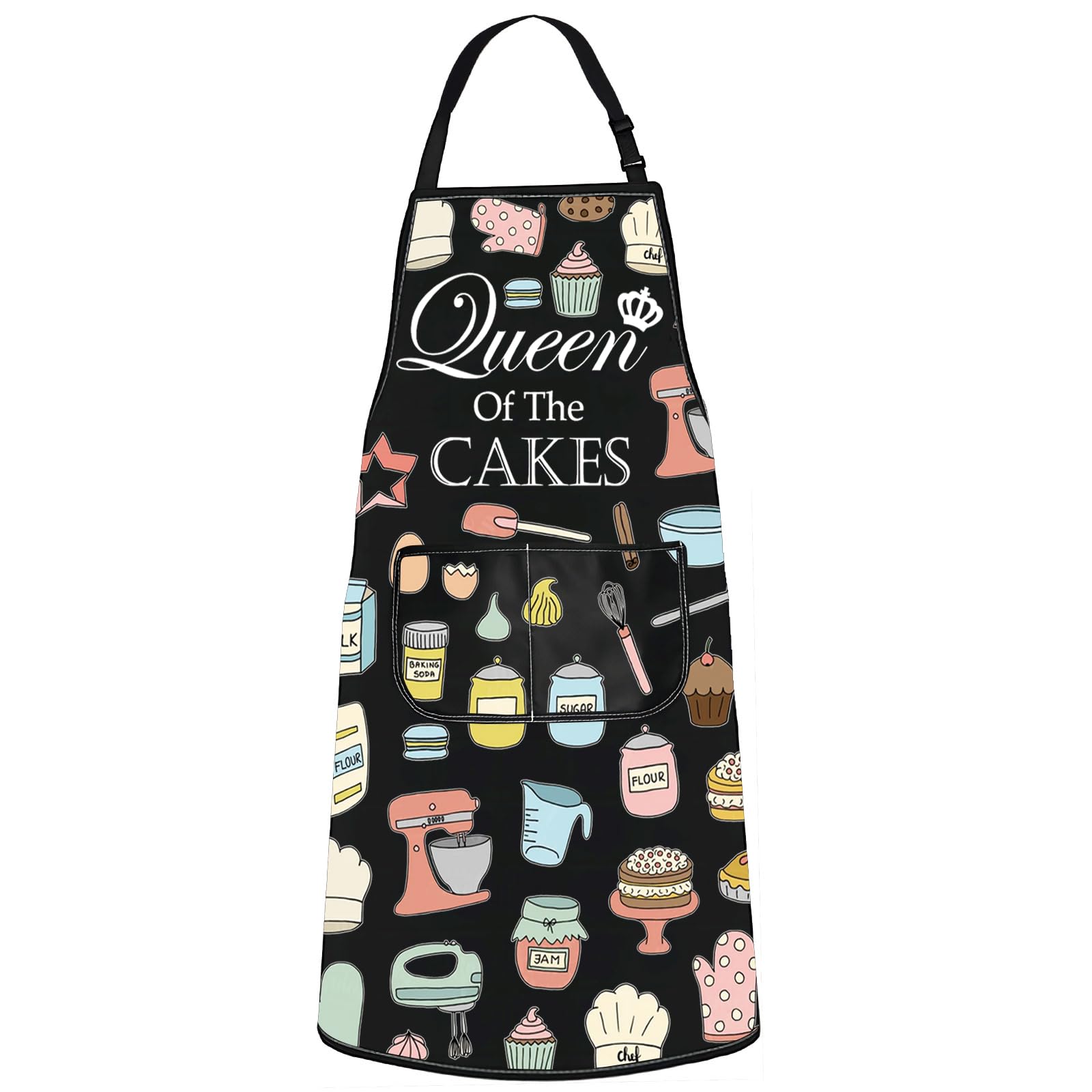 Delantal WZMPA Reina de los Pasteles, frente, diseño llamativo para cocinar con estilo y comodidad.