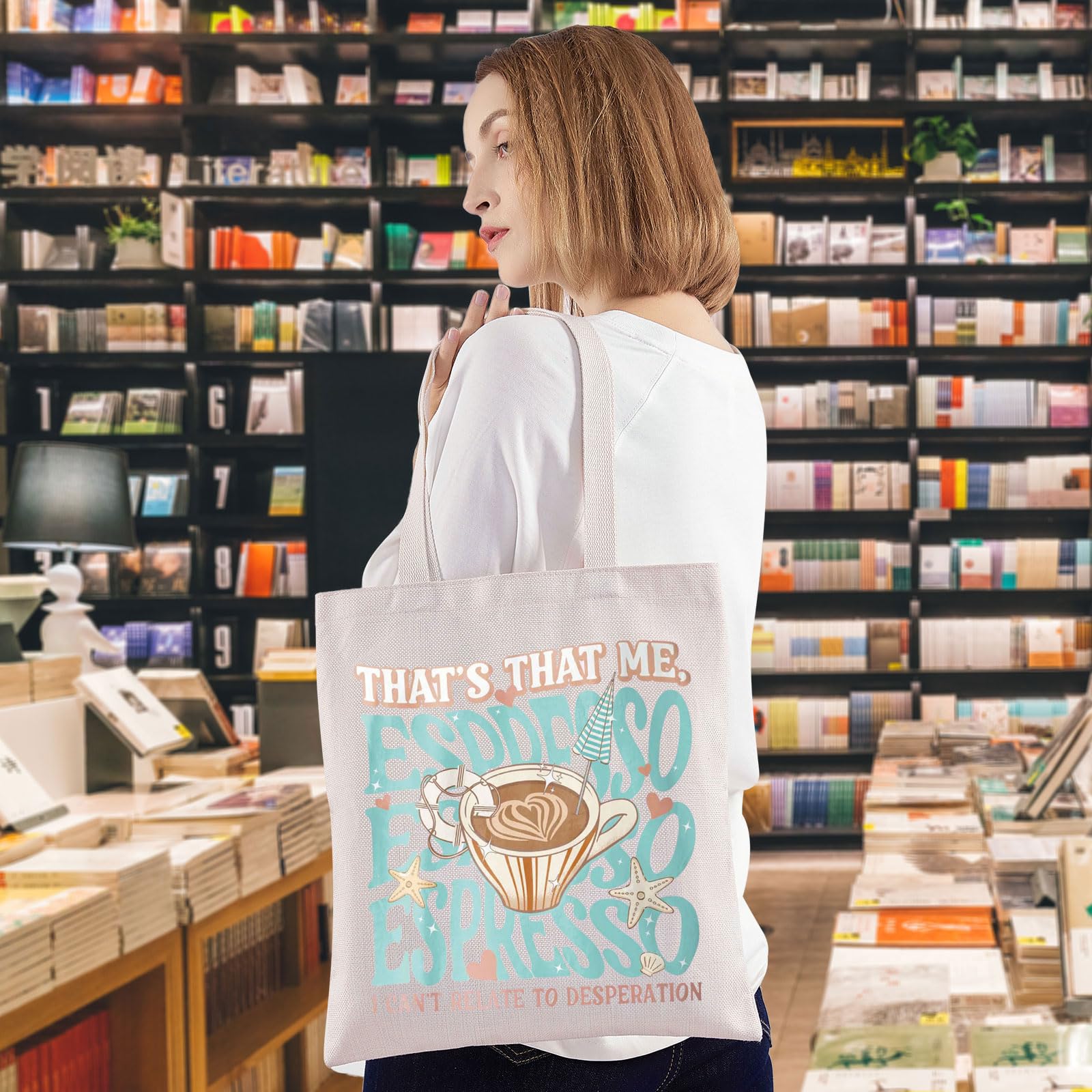 WZMPA Espresso Tote, asa reforzada para llevar con comodidad durante compras.