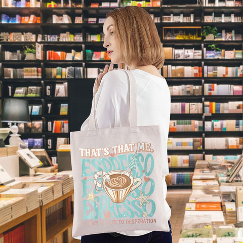 WZMPA Espresso Tote, asa reforzada para llevar con comodidad durante compras.