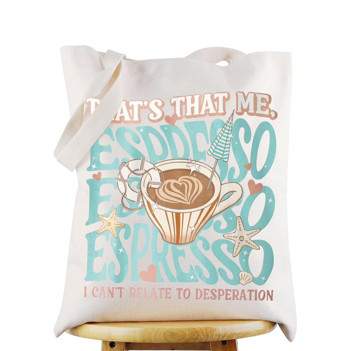 WZMPA Espresso Tote con frase de canción, perfecto para uso diario y regalo temático.