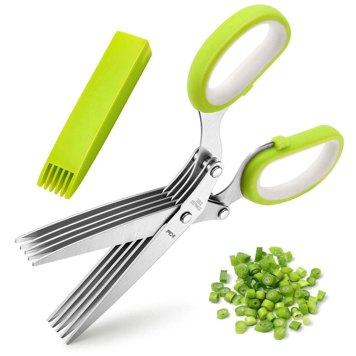 Tijeras de hierbas X-Chef con 5 hojas para cortes rápidos y uniformes.