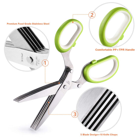 Diseño resistente y duradero de tijeras X-Chef para cocina.