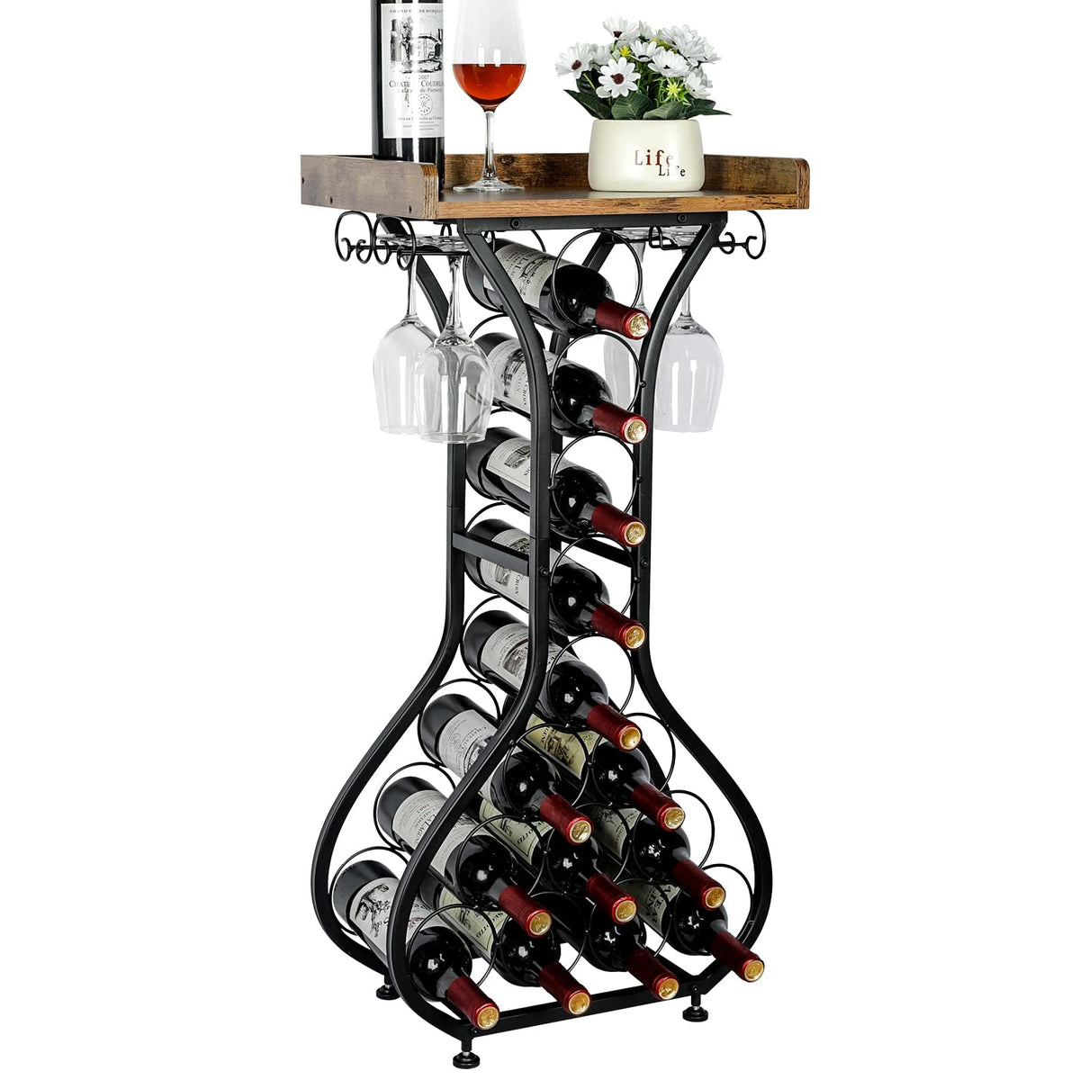 X-cosrack bodega pie de suelo con soporte para cuatro copas a los lados