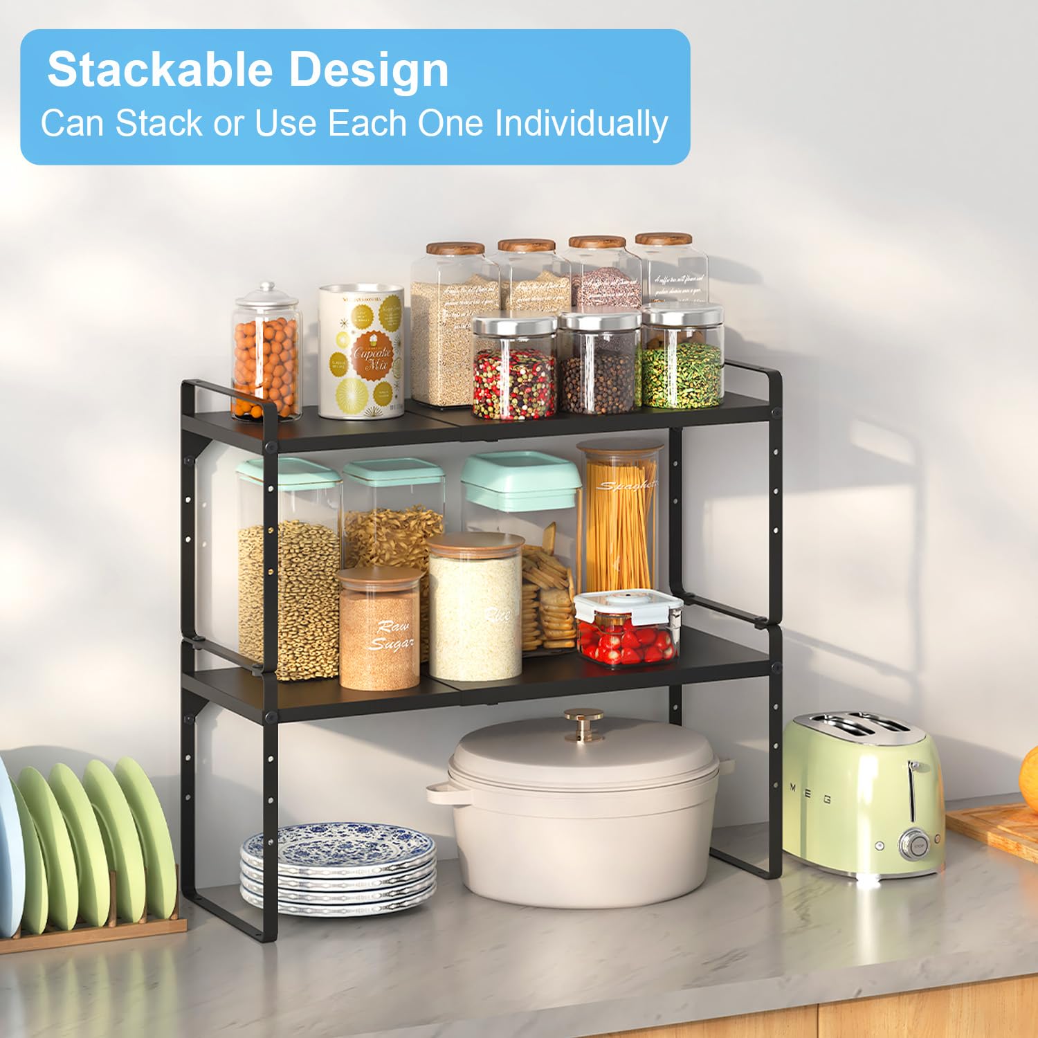 X-cosrack estante individual o apilable para expandir almacenamiento