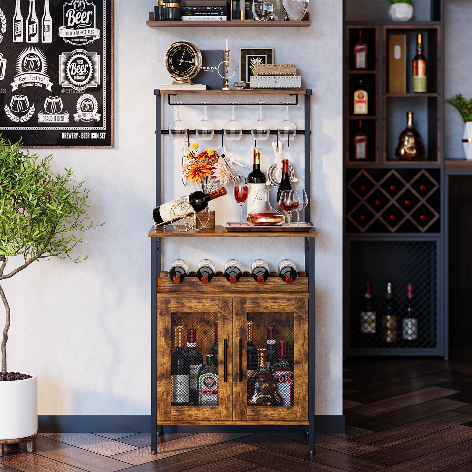 X-cosrack Gabinete de bar muestra seis botellas en posición horizontal para visualización rápida