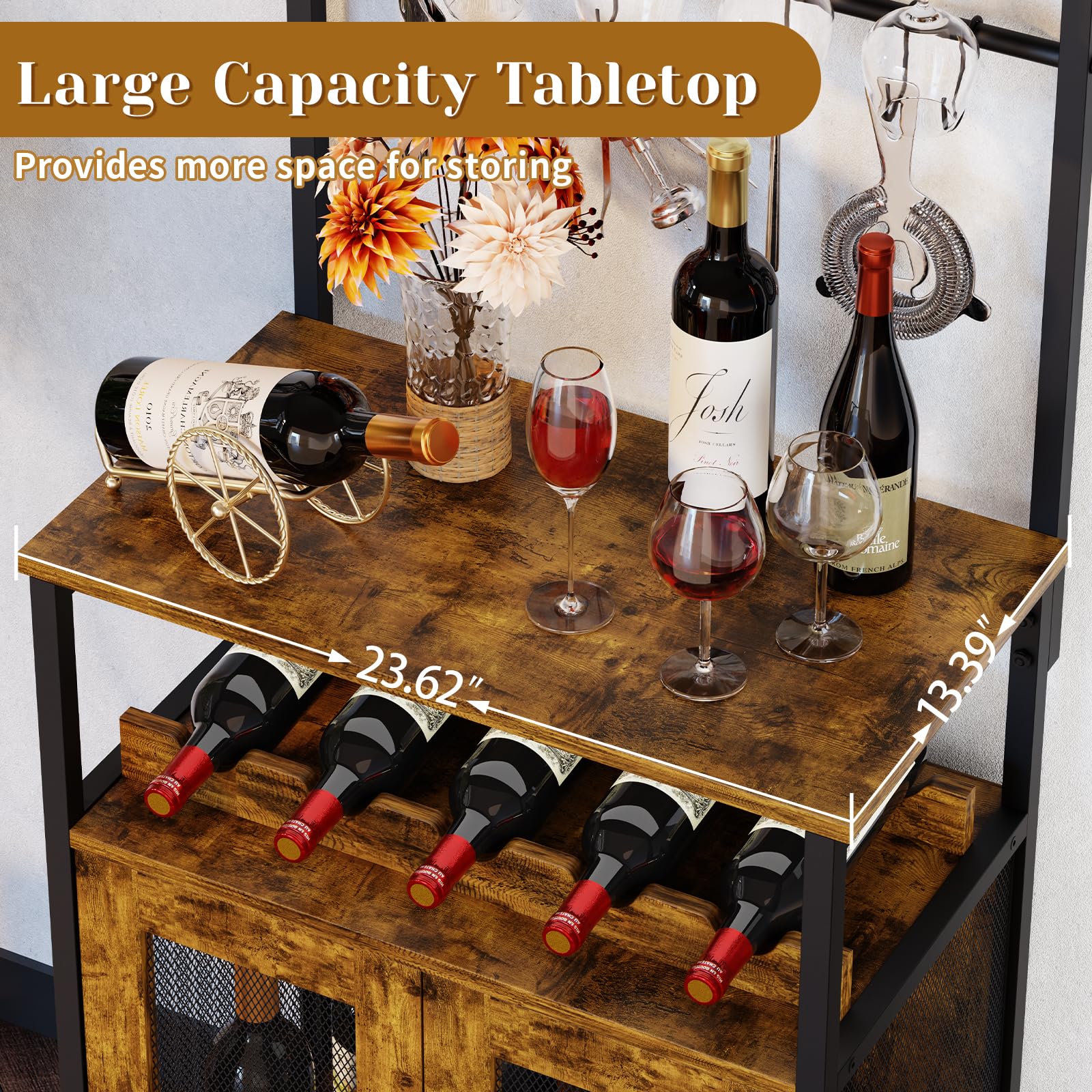X-cosrack Gabinete de bar estilo industrial retro para un hogar organizado