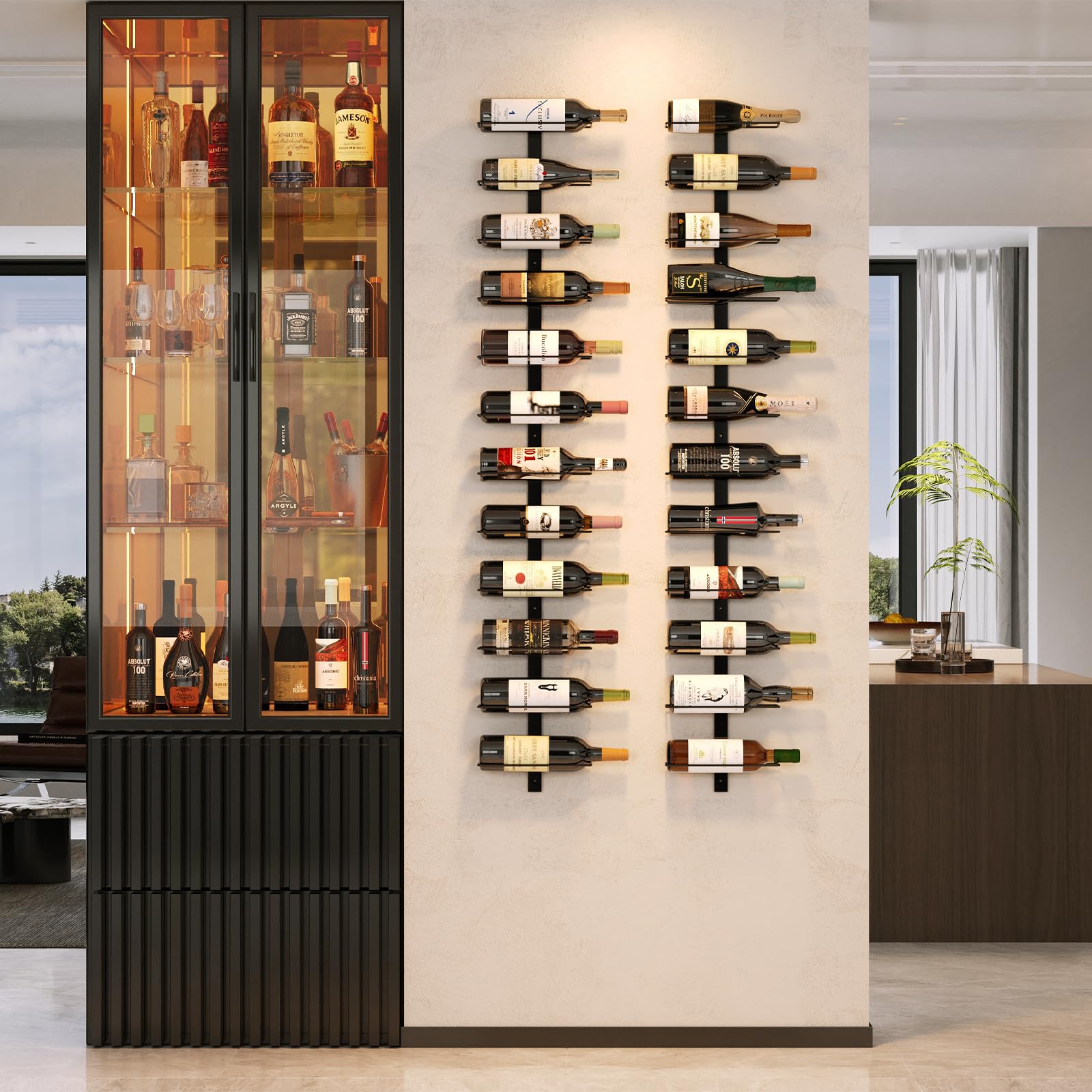 X-cosrack porta-vinos de pared, medidas compactas de 10.6 x 3.1 x 15.9 pulgadas.