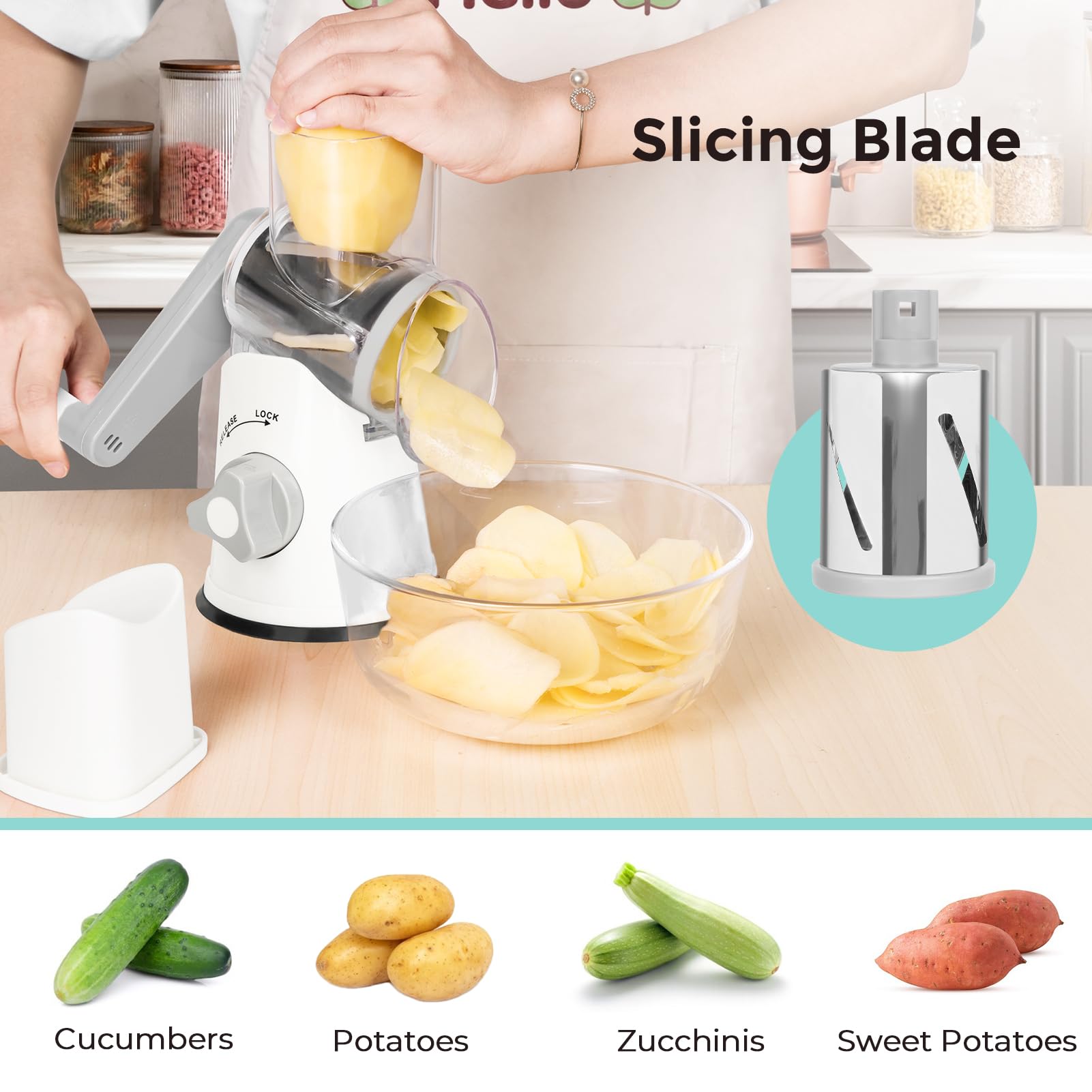 X Home rallador con cuchillas intercambiables para queso y vegetales