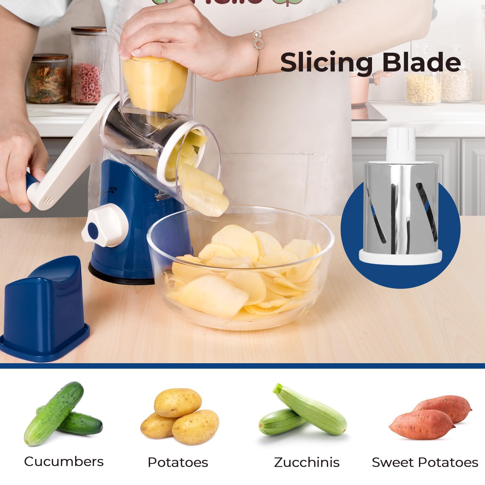 X Home Rallador Giratorio para verduras con rebanado uniforme
