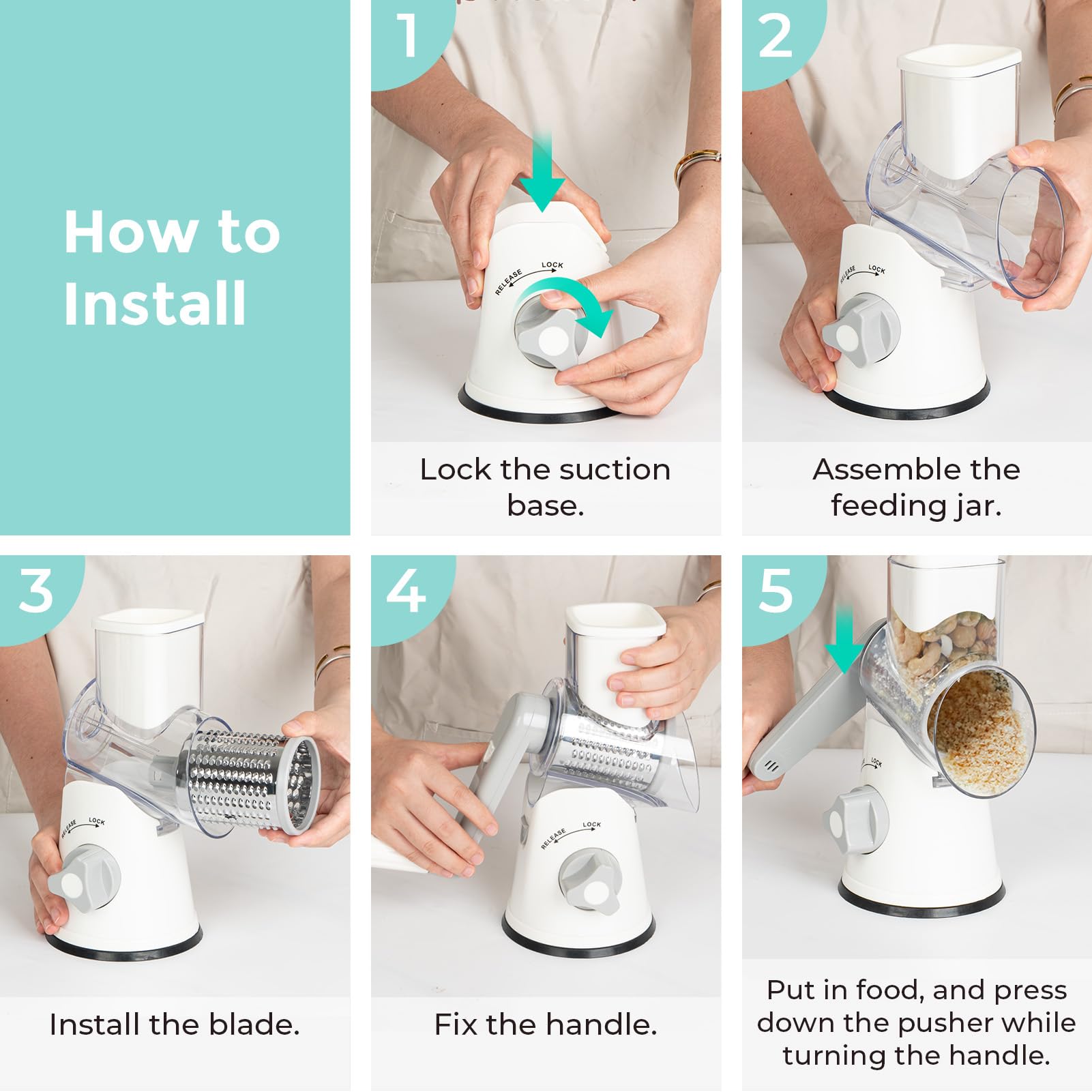 X Home rallador fácil de limpiar con piezas aptas para lavavajillas