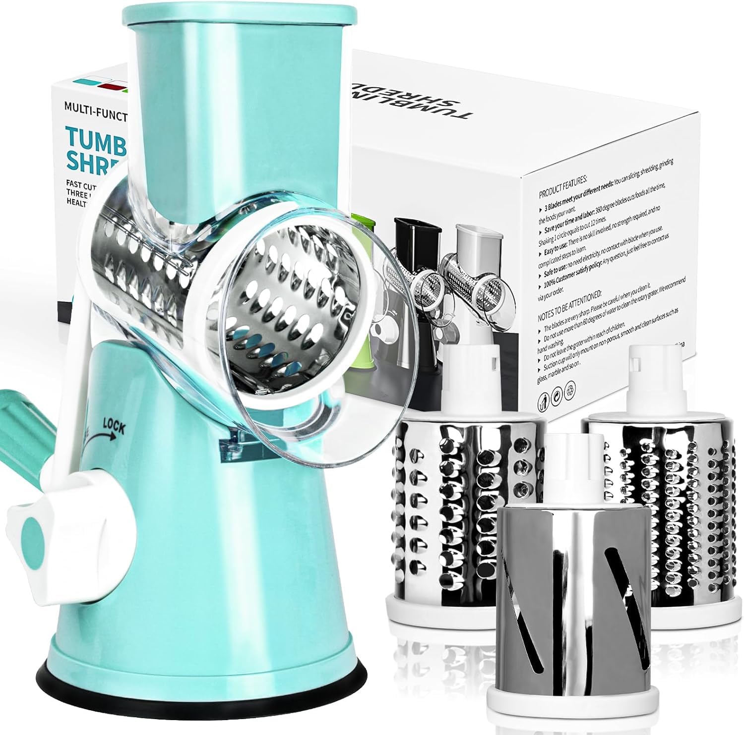 X Home rallador rotatorio para queso, ralla rápido y de forma uniforme.