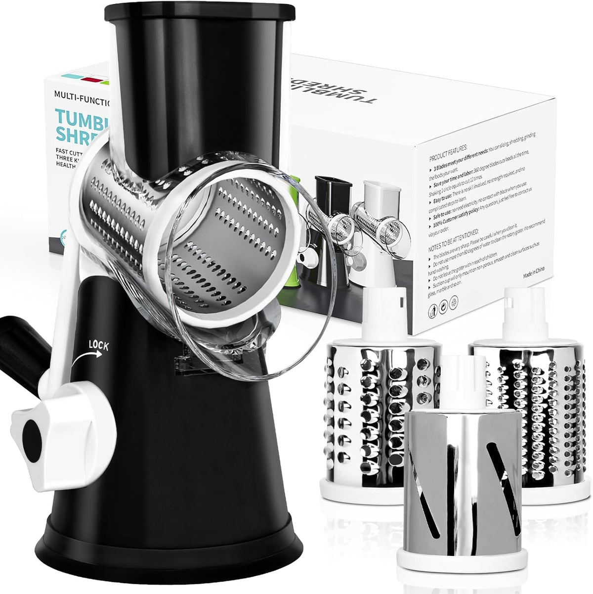 X Home Rasador Queso Rotatorio con 3 Afiladores para cortes precisos