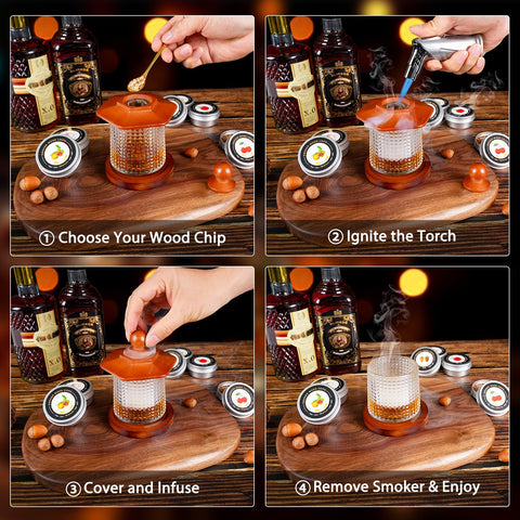 Vasos de whisky de cristal rotables para degustar con estilo