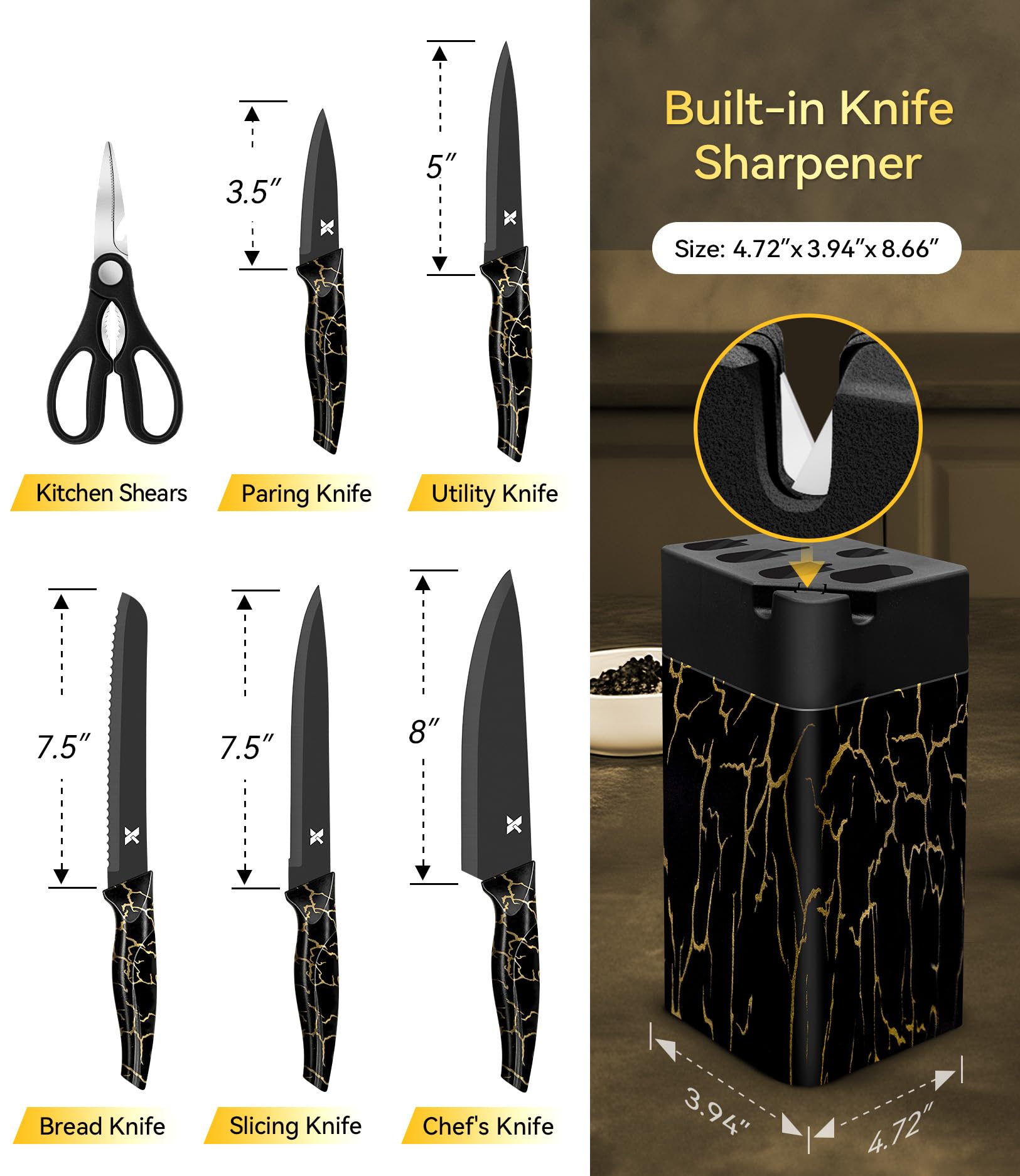 XANAPON cuchillo de pan 7,5 pulgadas: rebanadas limpias con filo estable.