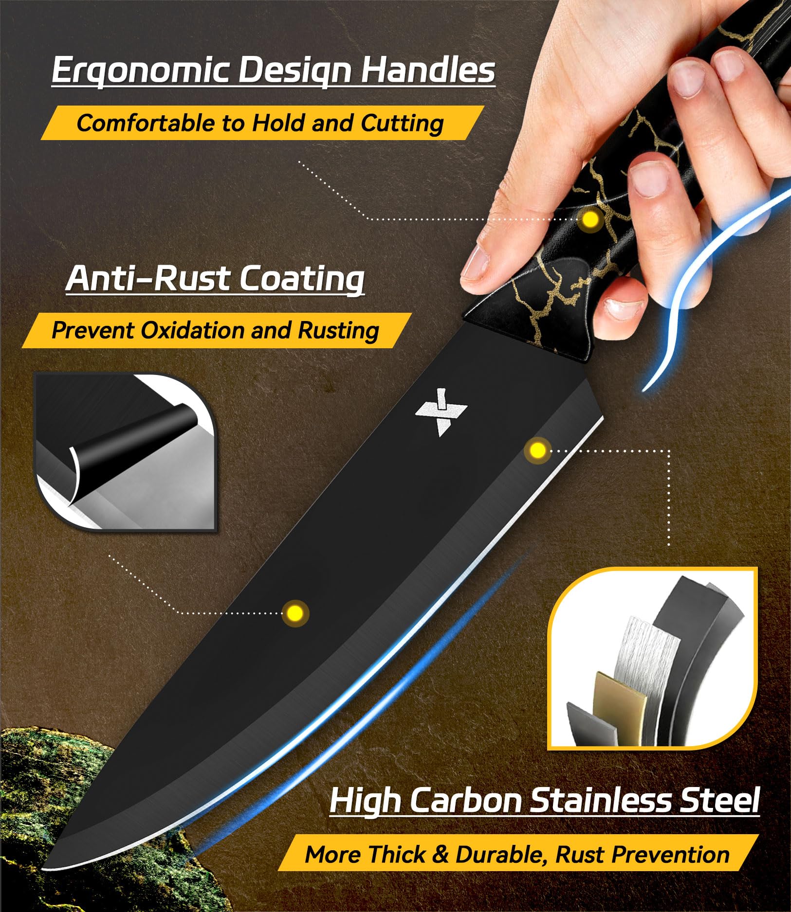 XANAPON cuchillo rebanador 7,5 pulgadas: cortes finos y uniformes para asados.