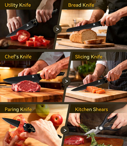XANAPON cuchillo utilidad 5 pulgadas: flexibilidad para tareas diarias de cocina.