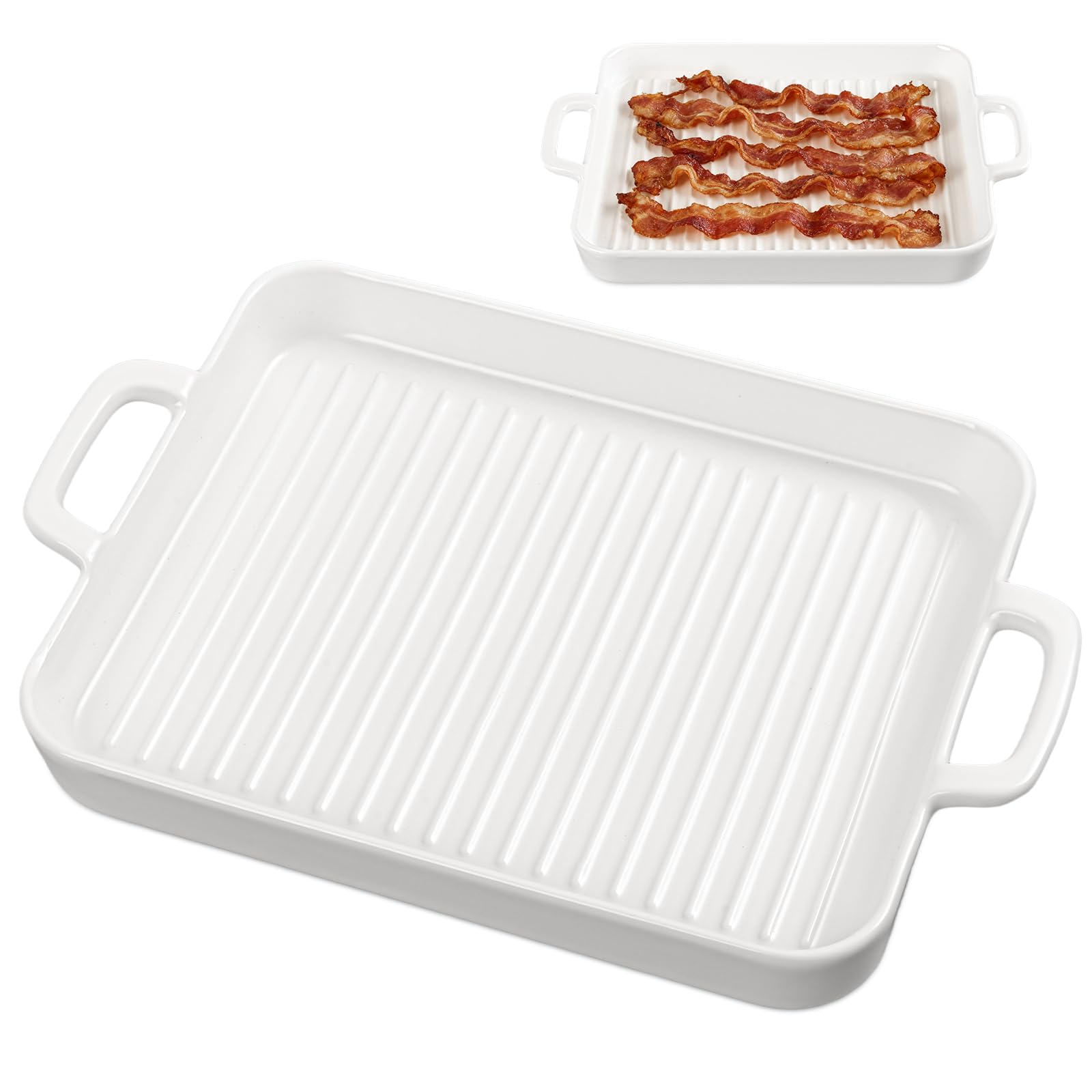 Xanavydran tocino cocedor microondas: bandeja blanca para cocción uniforme