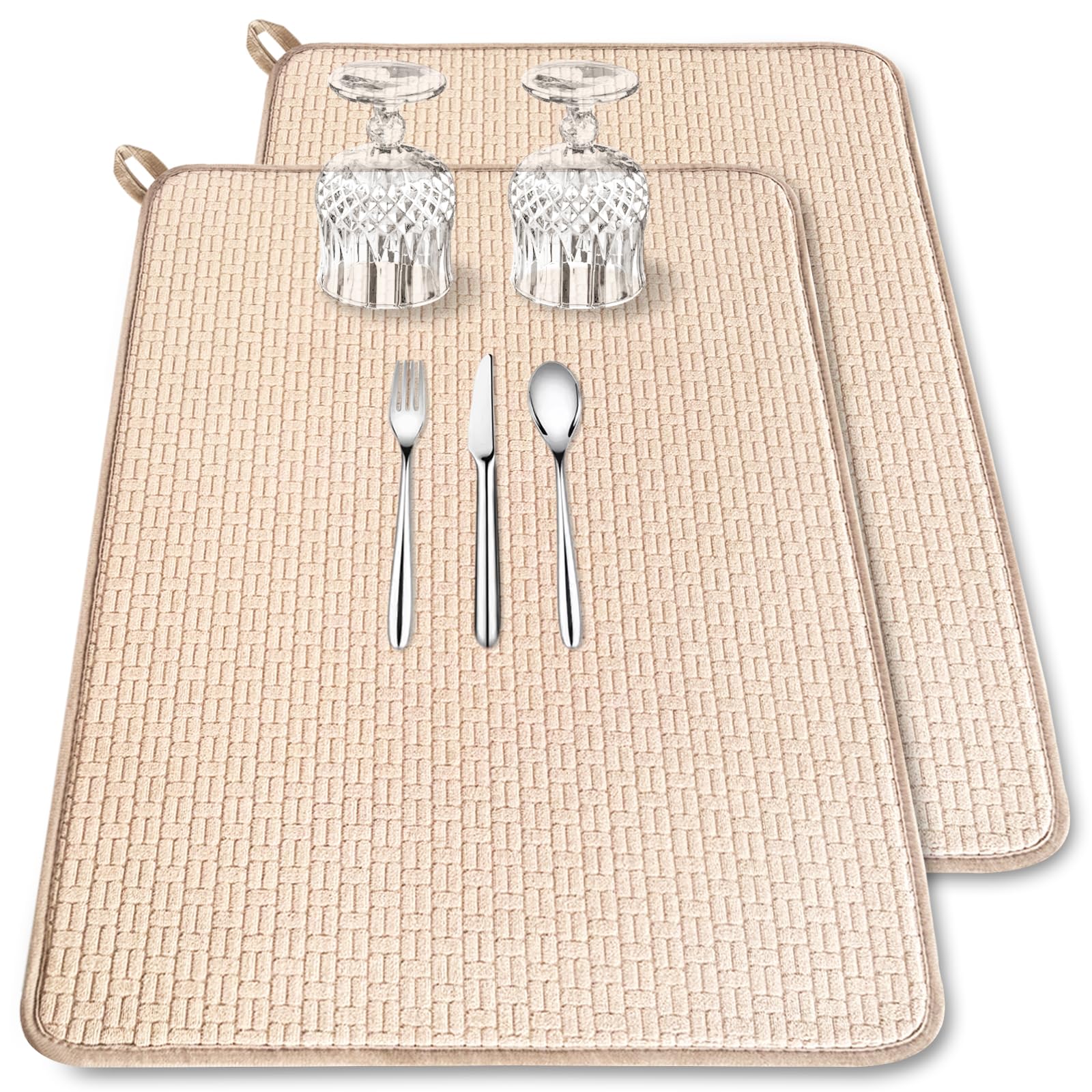 Almohadilla de secado Xanllaxa XXL beige, vista frontal para secar platos grandes.