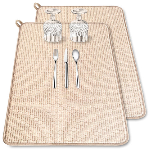 Almohadilla de secado Xanllaxa XXL beige, vista frontal para secar platos grandes.