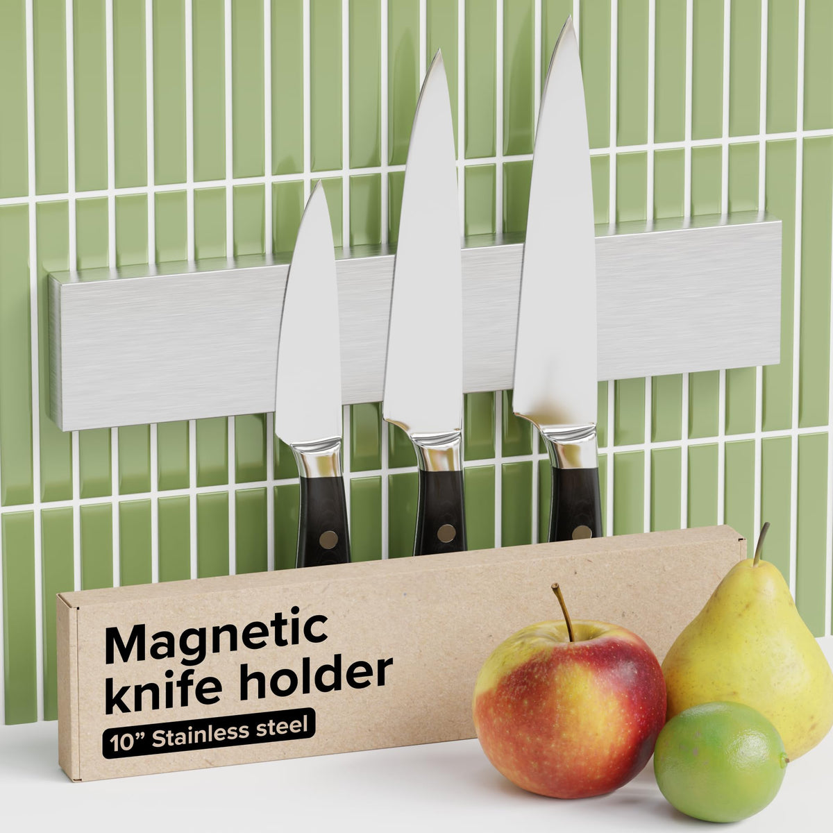 xbet magnet barra cuchillos de 10 pulgadas en acero, soporte rápido para cocina