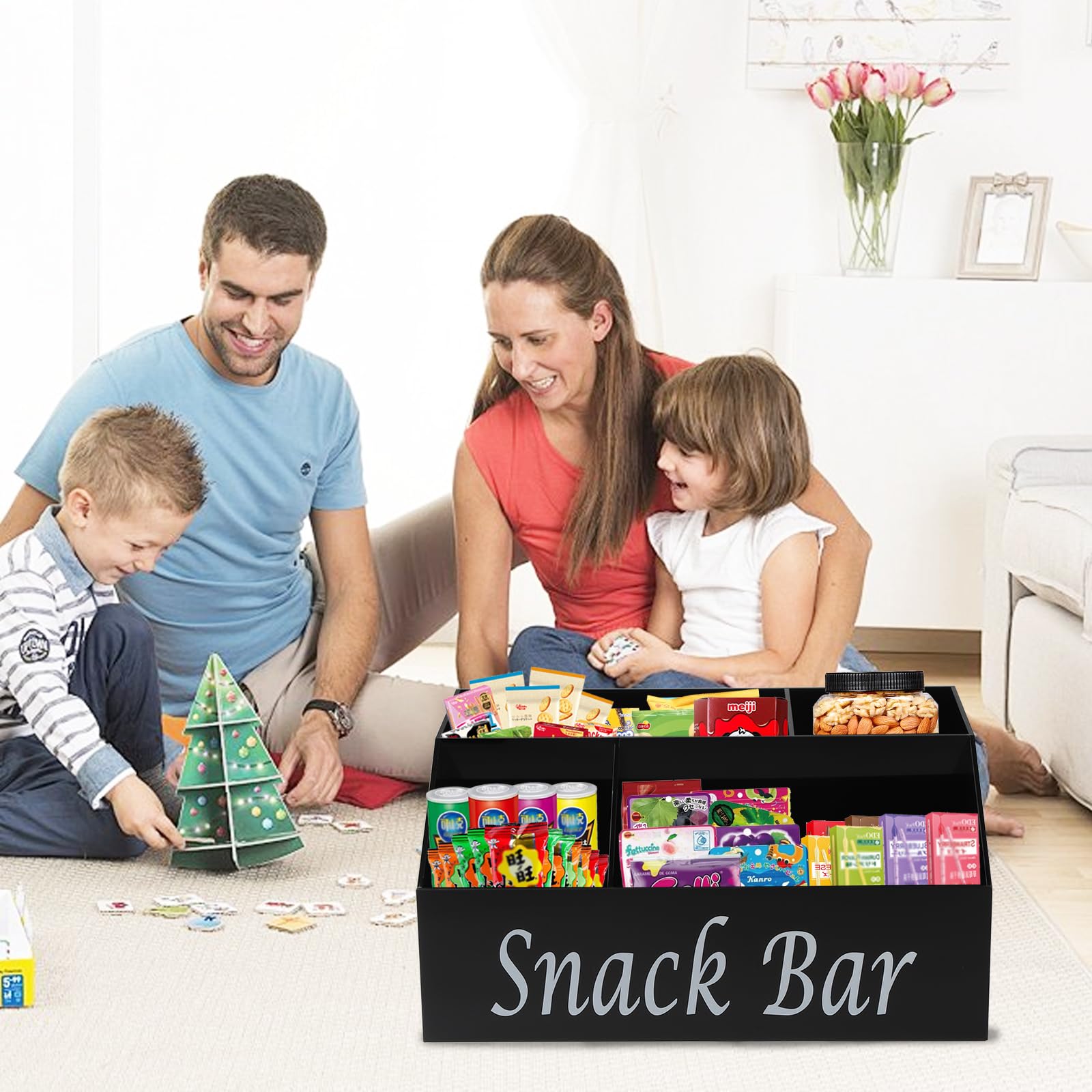 Xbopetda Snack Bar Station acrílico transparente para una vista rápida de snacks.