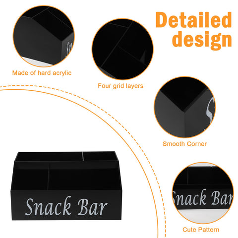 Xbopetda Snack Bar Station diseño trapezoidal abierto facilita ver las meriendas.